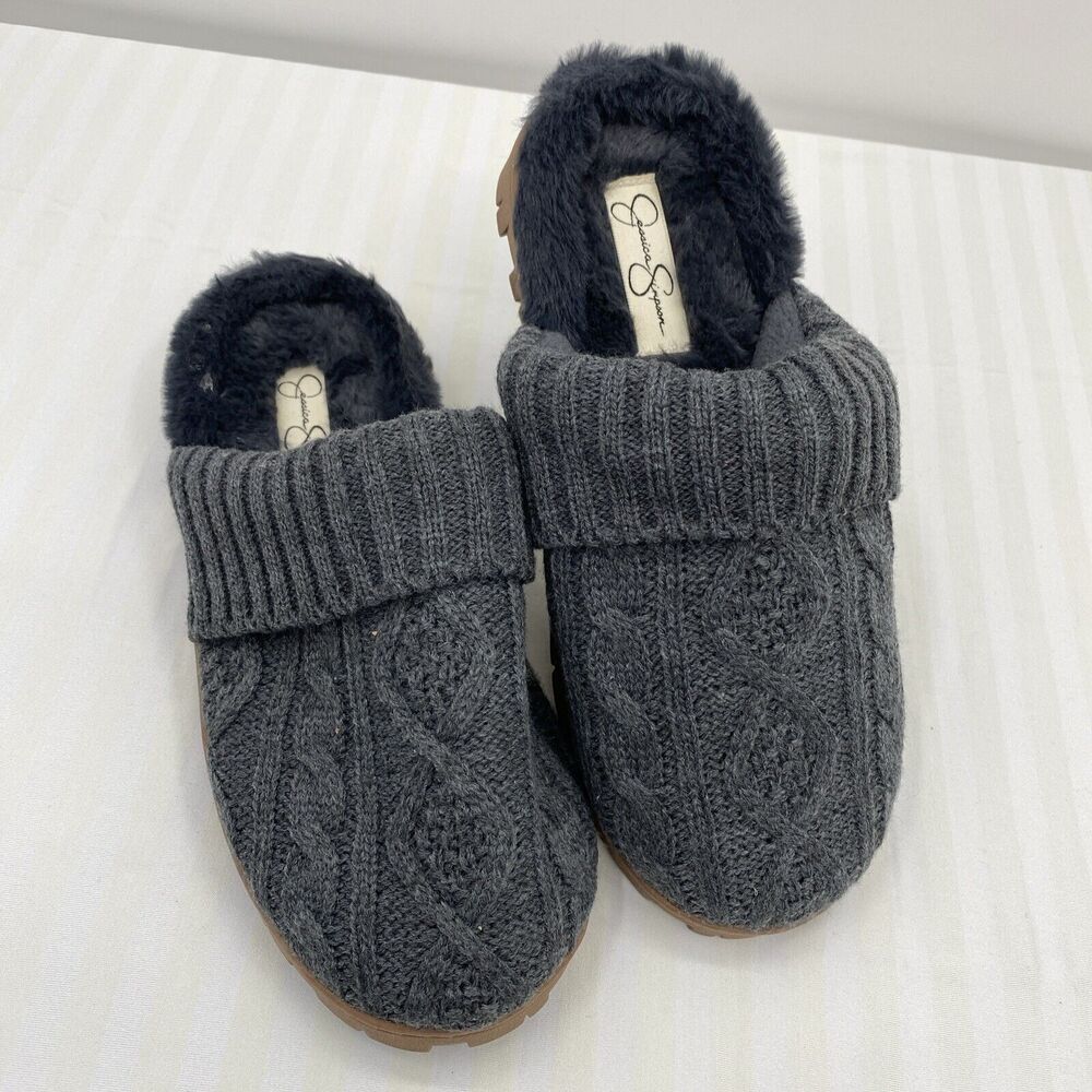 Jessica Simpson Womens Soft Knit Memory Foam Clog Slippers Large 8-9